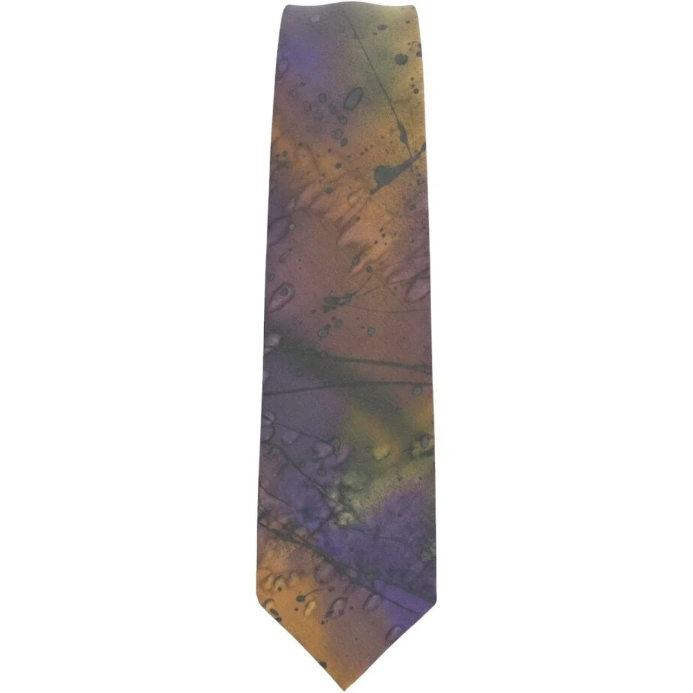 Deee Allyson Silk Necktie One Size Purple Bronze Abstract Splatter Art Tie